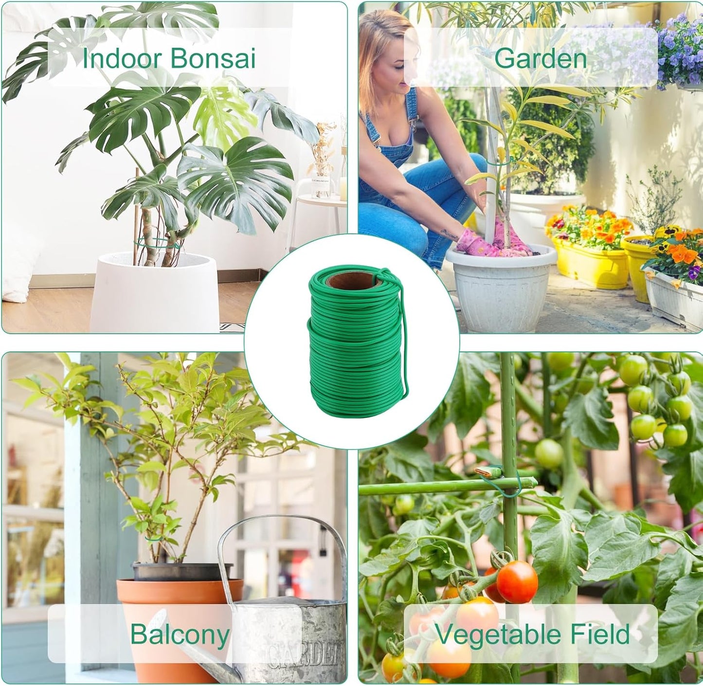 130 Feet Soft Plant Tie Green Twist Garden Ties for Plants Gardening Home Office Organization TPR Garden Ties Supplies with 2.5mm Diameter-VerdiqueGarden