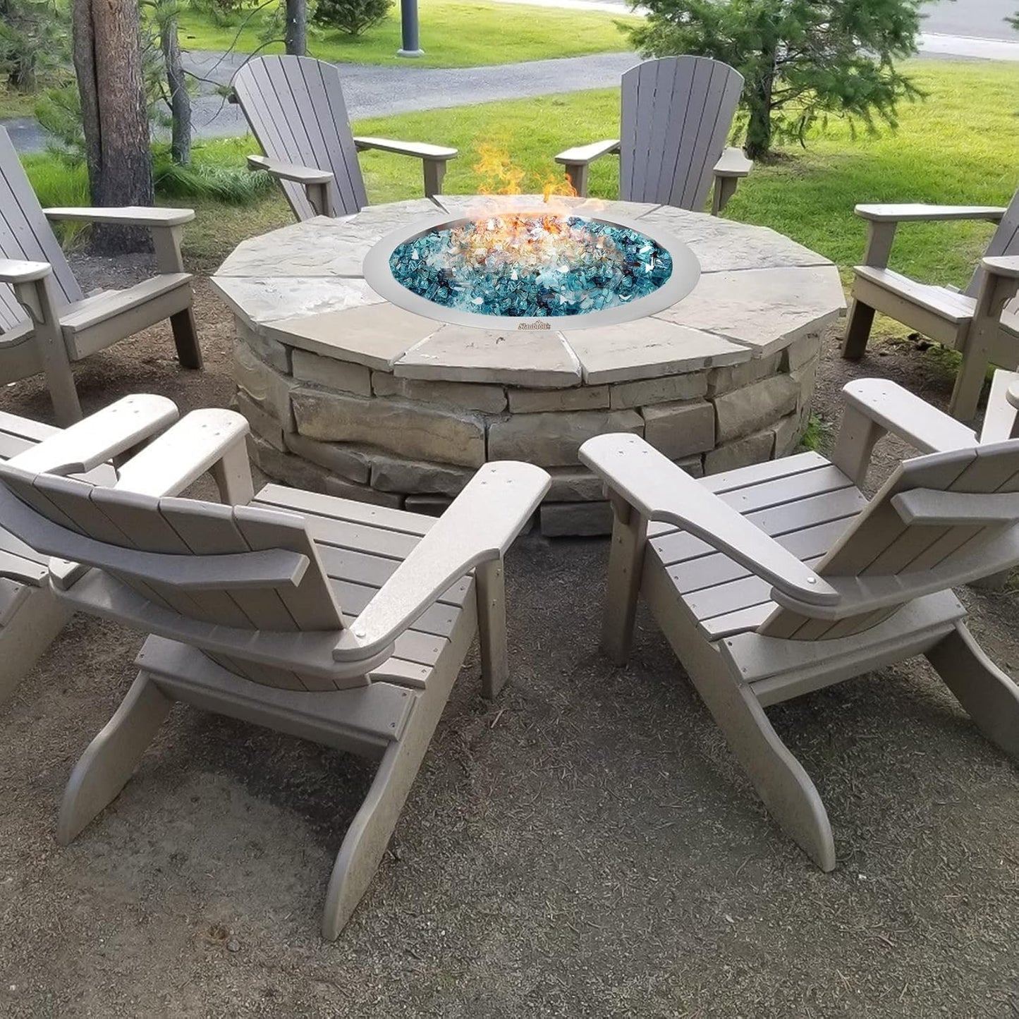 Stanbroil 13-Inch Drop-in Fire Pit Burner Pan, Round Fire Pit Insert for Propane & Natural Gas DIY Fire Table, Stainless Steel Firepit, BTU 88,000 Max-VerdiqueGarden