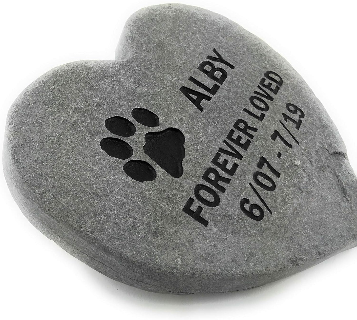 Pet Memorial Headstone Grave Marker Gray Natural Stone Heart 8" for Your Dog Or Cat Personalized-VerdiqueGarden