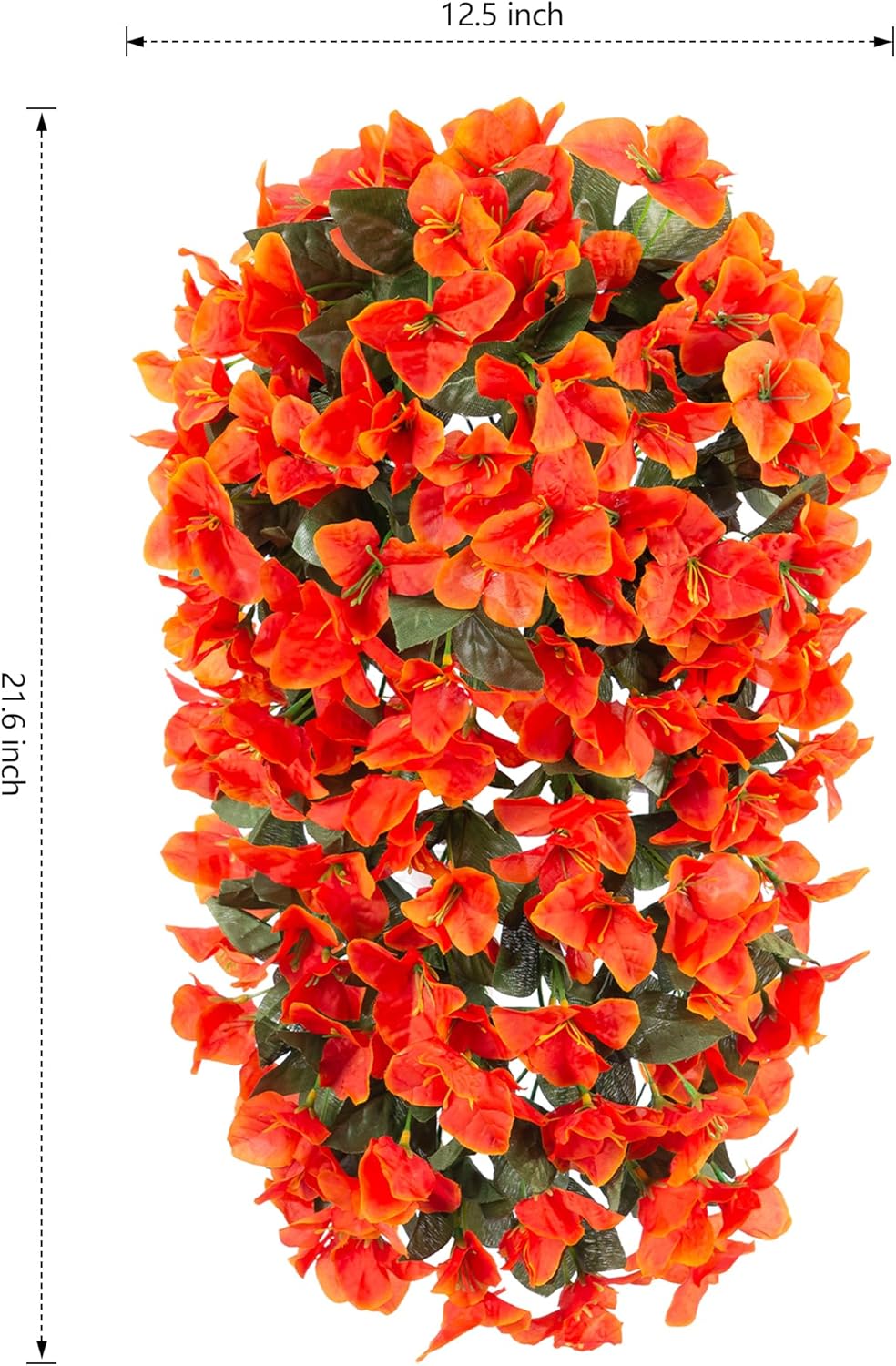 Bougainvillea Artificial Fall Hanging Flowers Plants for Outdoors Autumn Decoration, 2pcs Faux Bougainvillea Vines Orange Fake Flowers Realistic UV Resistant Silk Flowers for Outside Planter Yard Home-VerdiqueGarden