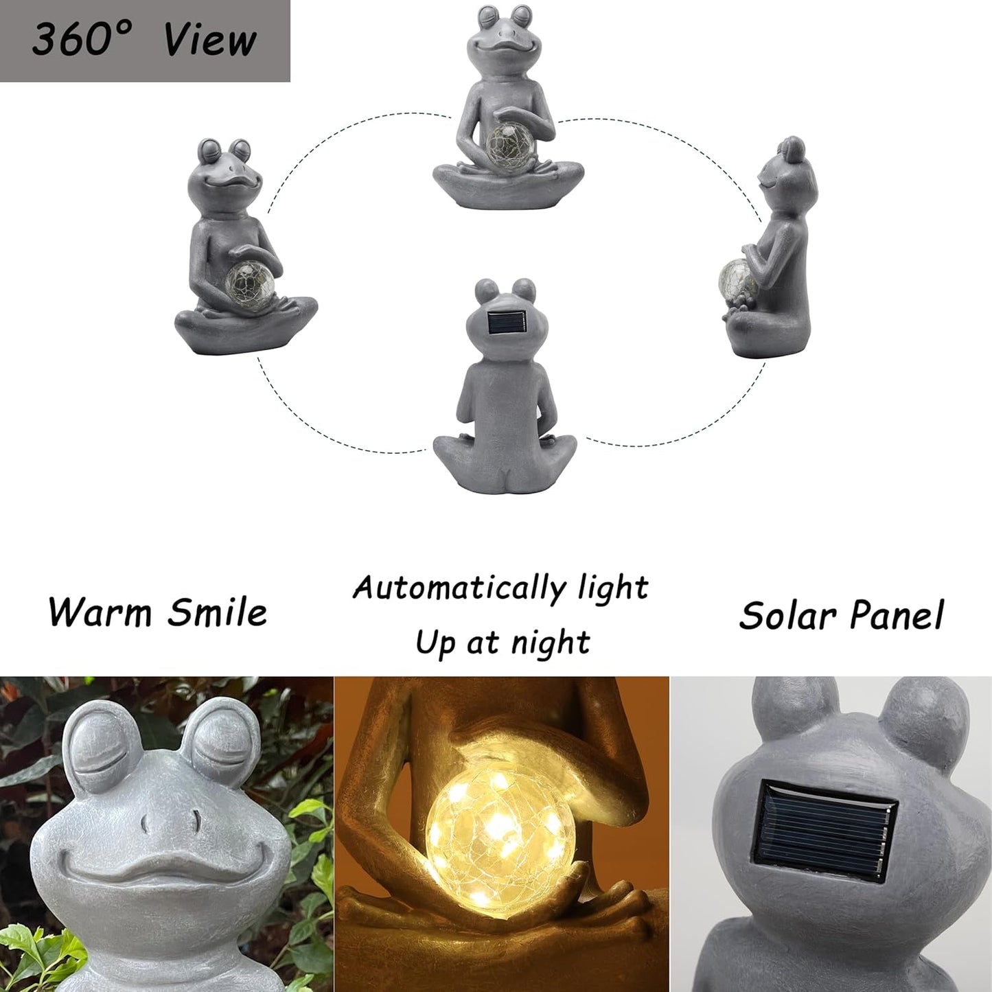 Solar Frog Garden Figurines Solar Lights Yoga Frog Statue for Outdoor Garden Patio Yard Frog Decor Gifts for Women Grandma Mother's Day Birthday Gifts-VerdiqueGarden