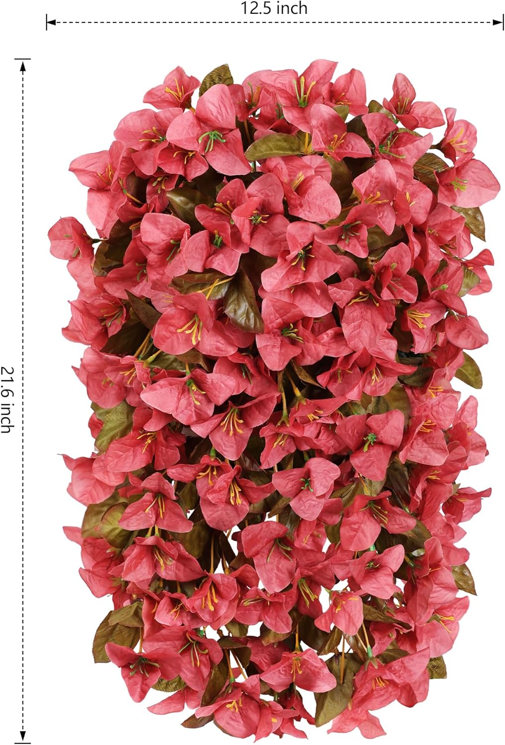Bougainvillea Artificial Fall Hanging Flowers Plants for Outdoors Autumn Decoration, 2pcs Faux Bougainvillea Vines Red Fake Flowers Realistic UV Resistant Silk Flowers for Outside Planter Yard Home-VerdiqueGarden