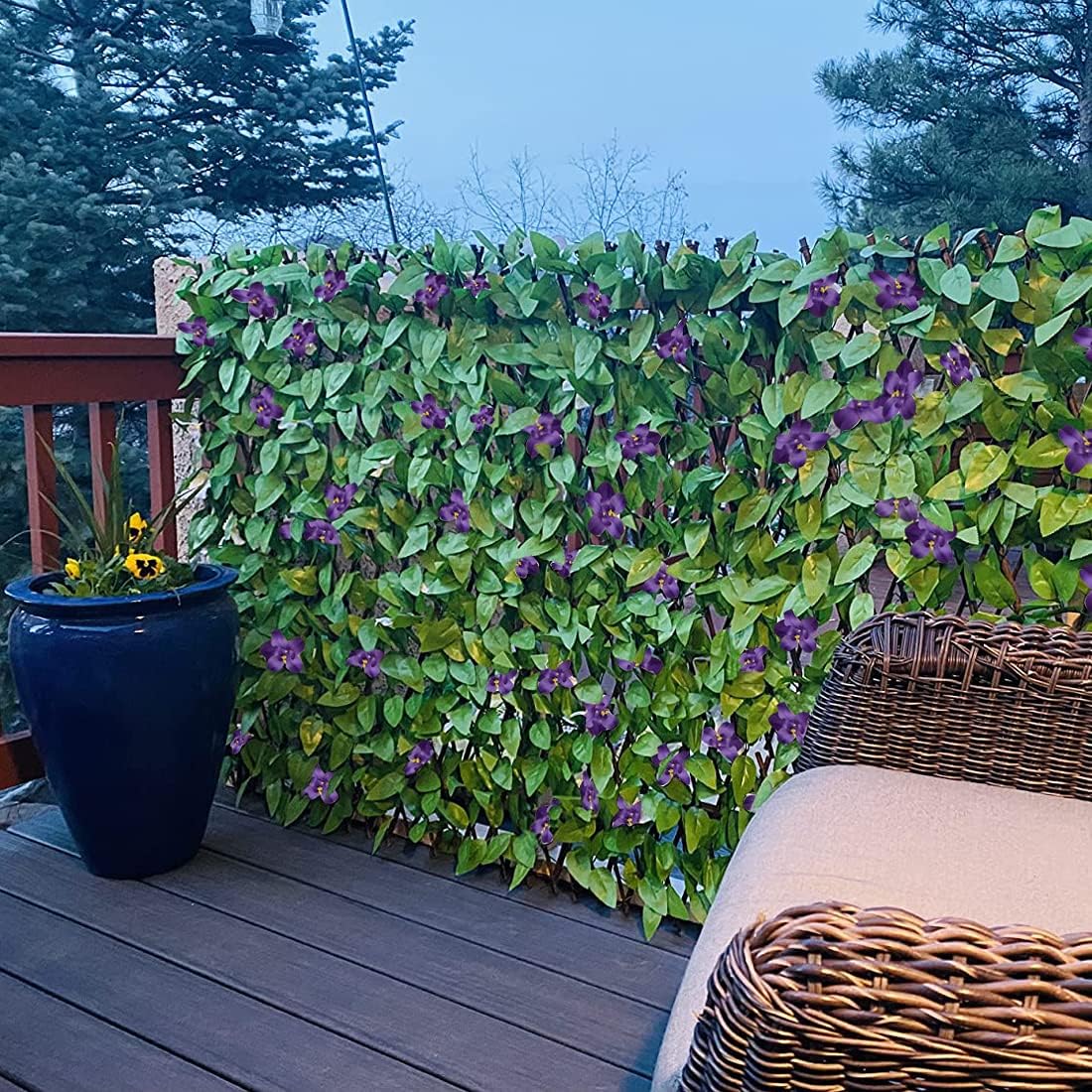 Expandable Fence Privacy Screen for Balcony Patio Outdoor,Decorative Faux Ivy Fencing Panel,Artificial Hedges (Single Sided Leaves)…3-VerdiqueGarden