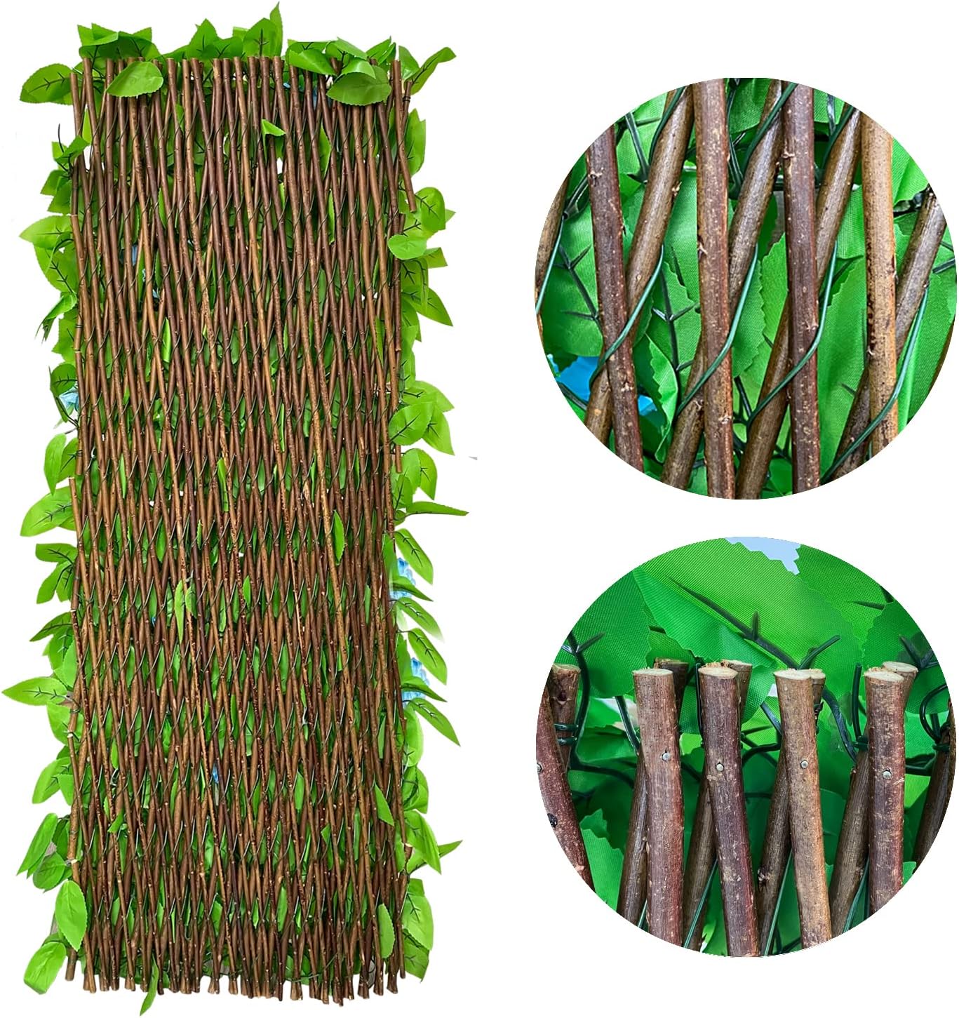 Expandable Fence Privacy Screen for Balcony Patio Outdoor,Decorative Faux Ivy Fencing Panel,Artificial Hedges (Single Sided Leaves) (4, Yellow Flowers)-VerdiqueGarden