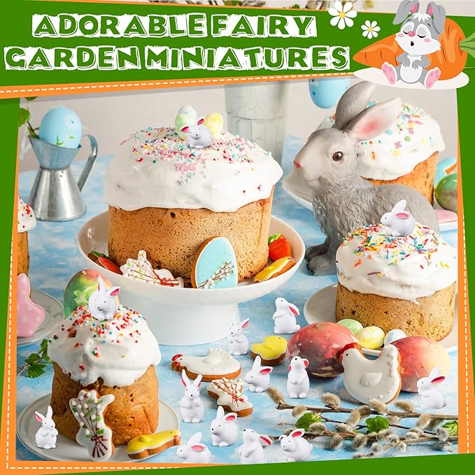 Marsui 100 Pcs Bunny Miniatures Figurines Rabbit Miniature Accessories Easter Garden Landscape Garden Rabbit for Easter Garden Accessories Dollhouses Decoration(Classic Rabbit)-VerdiqueGarden