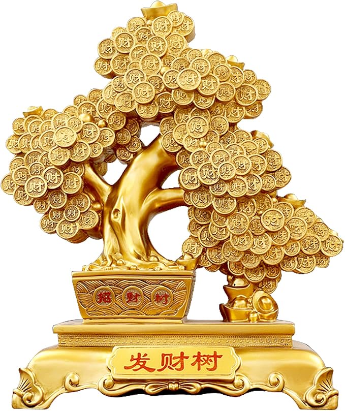 Top Resin Money Tree, Artificial Bonsai Tree - Feng Shui Decor & Gifts for Home, Feng Shui Statue, Chinese New Year Decoration, Chinese Decor & Gifts-VerdiqueGarden