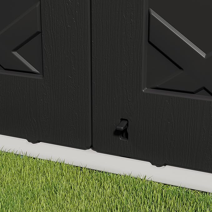 HOMSPARK Storage Shed Weather Resistance, Multi-Purpose Outdoor Storage Cabinet for Backyards and Patios, Horizontal Storage Shed for Lawnmower, Patio Accessories (Black & White, X Large - 48 cu.ft)-VerdiqueGarden