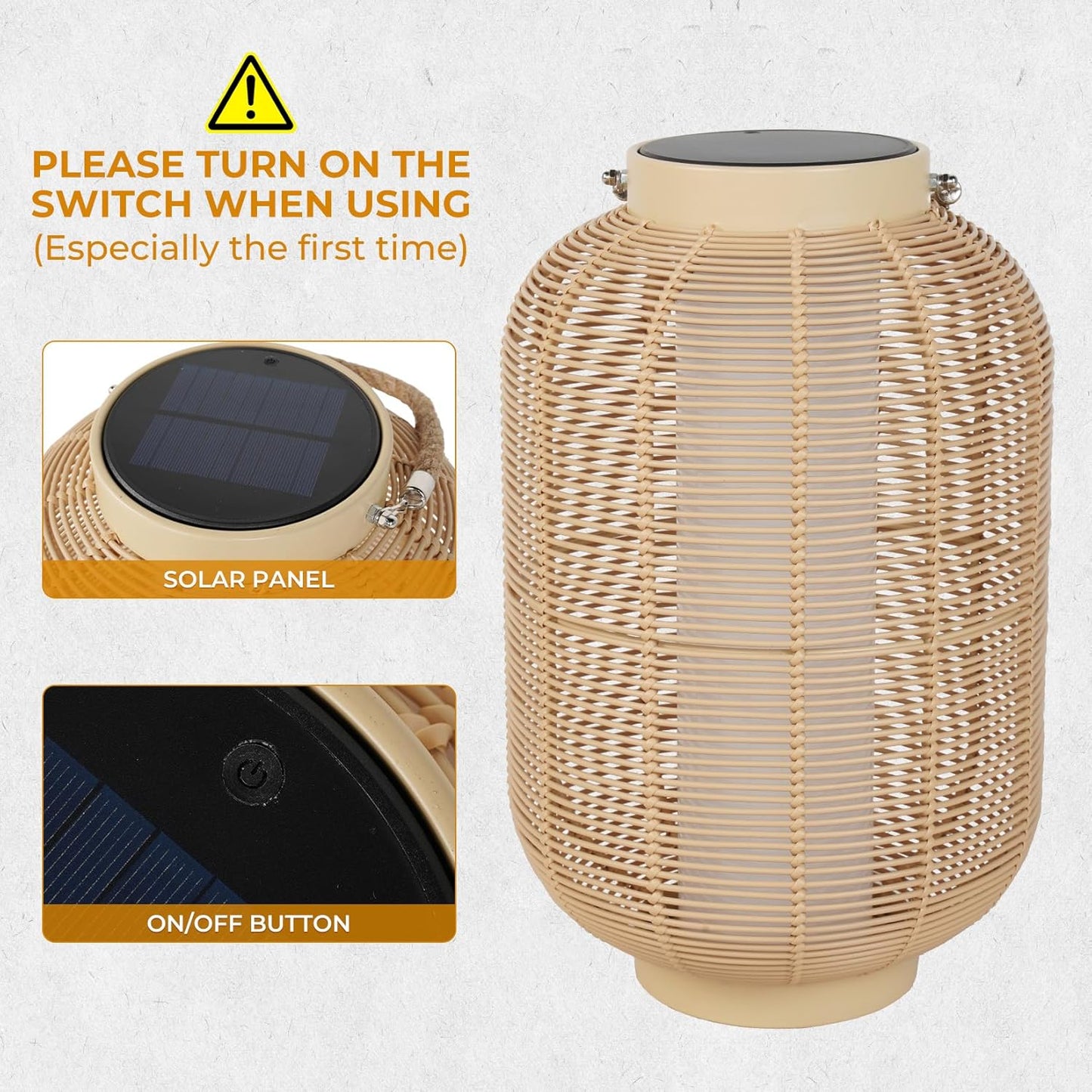 Solar Yard 1-Pack Outdoor Solar Lantern Lamp, Water-Resistant Boho Lights for Outside Hanging Lantern Table Lights Decoration for Garden, Patio, Porch, Trees, Pathway, Natural-VerdiqueGarden