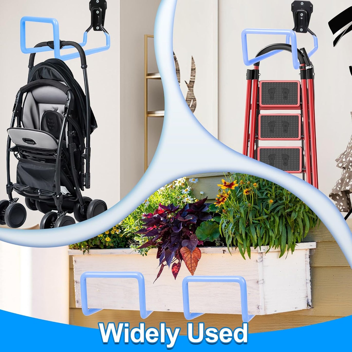 Hose Holder Wall Mount - Metal Hose Hook Garden Hose Rack Heavy Duty Water Hose Reels for Outside Water Hose, Extension Cords-VerdiqueGarden