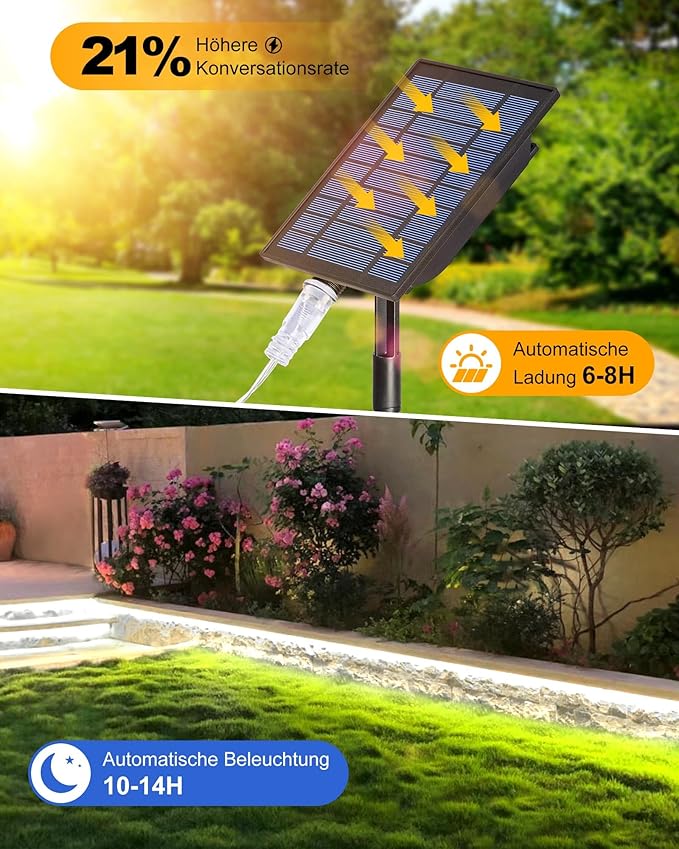 32.8FT 600LED Solar LED Strip Lights Outdoor, Outdoor String Lights Waterproof, 8 Modes Solar Rope Lights with Remote for Step, Stair, Deck, Fence, Patio,Yard Decor (Cool White, 32.8 FT)-VerdiqueGarden