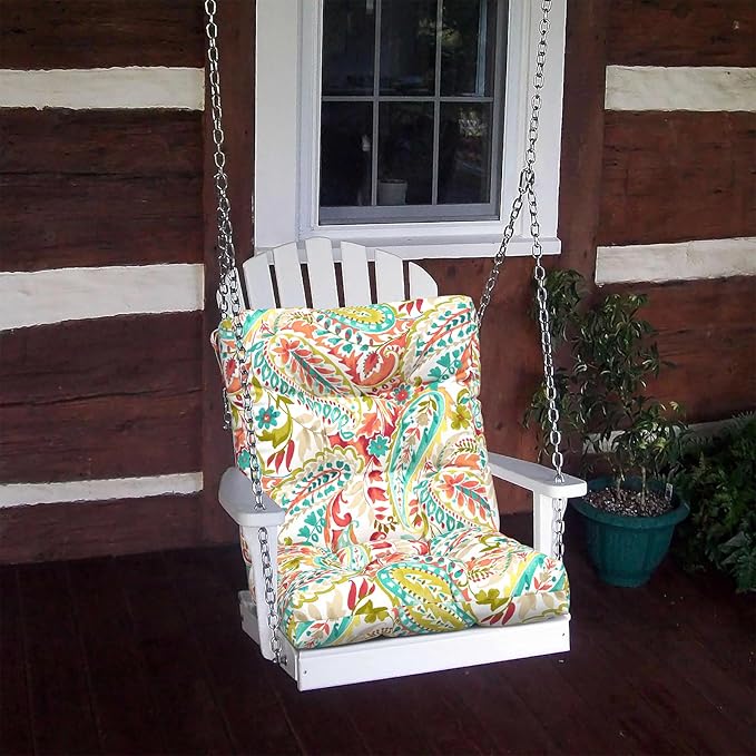 LVTXIII Outdoor Low Back Chair Cushions, Seasonal Replacement Adirondack Chair Cushion with Ties, Patio Waterproof Seat Cushions for Home Garden Use, 21 W x 21 D, Set of 2, Pretty Paisley-VerdiqueGarden