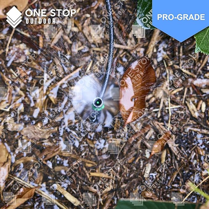 (100-PACK) - 1/4" Inch 360 Degree Drip Emitter On 6" Stake Sprayer Adjustable Flow 0-20 GPH, Fits 1/4 (4-6mm) Irrigation Tubing - Micro Bubbler Drippers for Drip Irrigation (100 Pack Dripper on Barb)