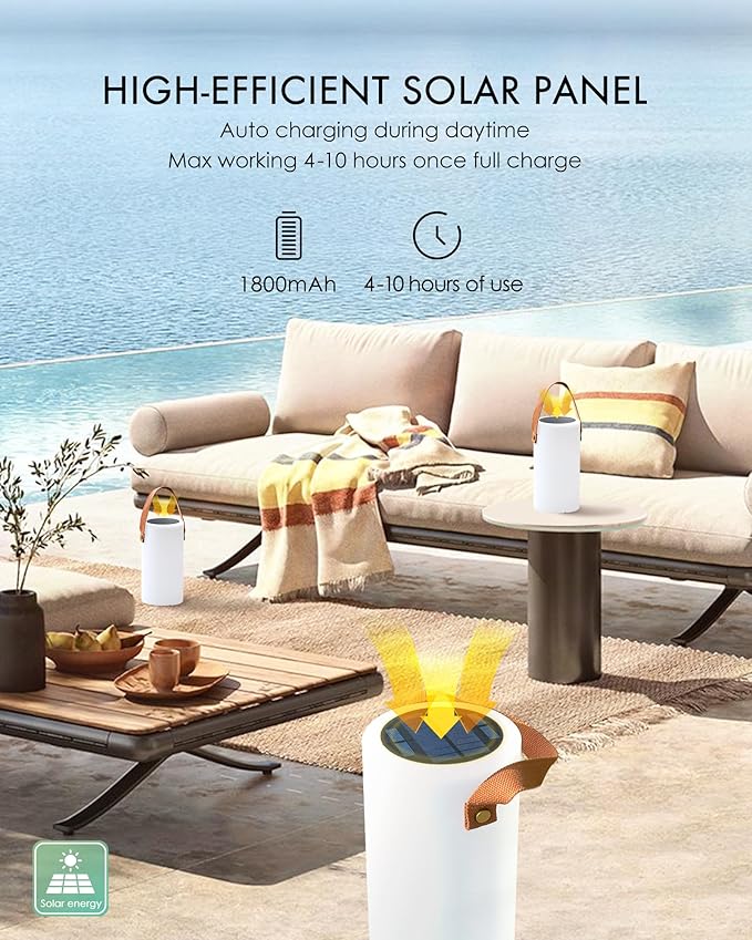 Solar Table Lamp, Portable Lamp for Outdoor/Indoor, Smart Outdoor Lantern with APP Control, RGB 8 Color Dimmable, Waterproof Cordless Lamp for Outside Patio Deck Camping-VerdiqueGarden