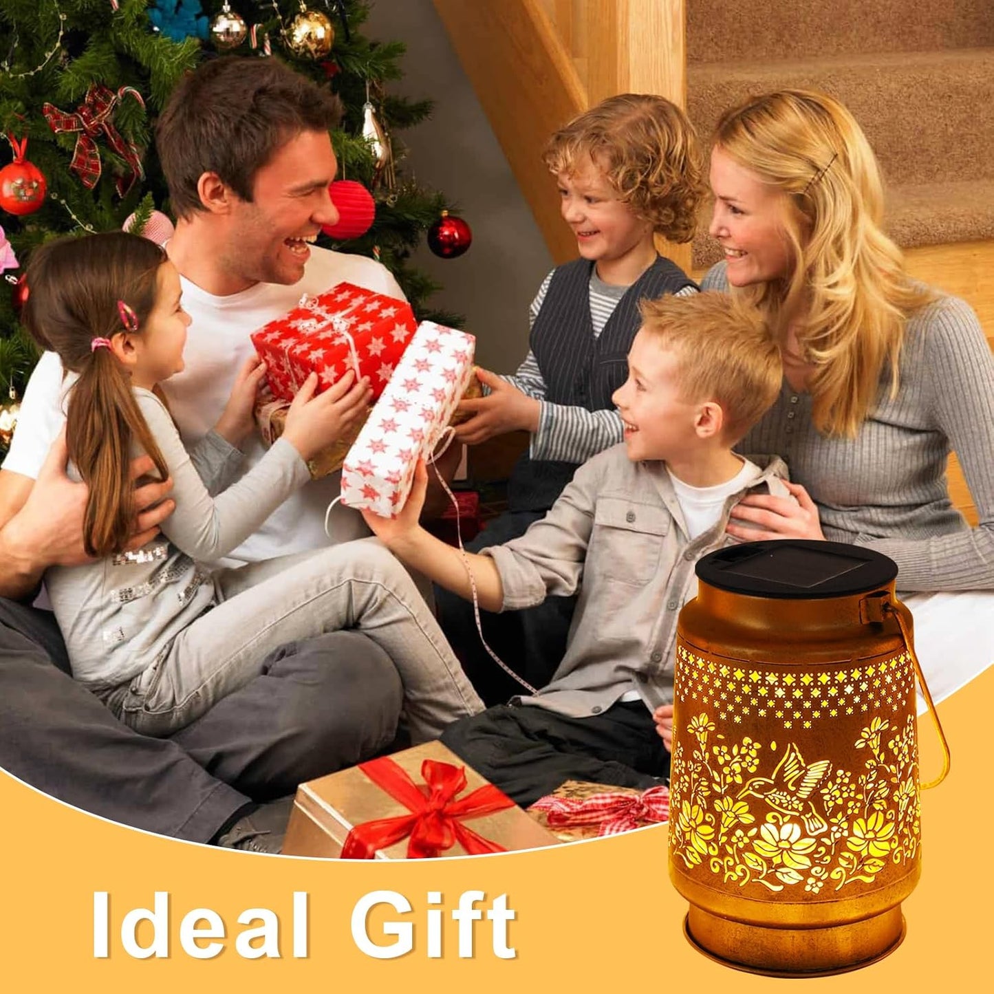 2 Pack Solar Lanterns Outdoor Hummingbird Garden Decor, Birthday Gifts for Mom Women Grandma Waterproof Metal Hanging Solar Lights with Shepherd Hook LED Decorative Outside for Yard Porch Lawn Patio-VerdiqueGarden