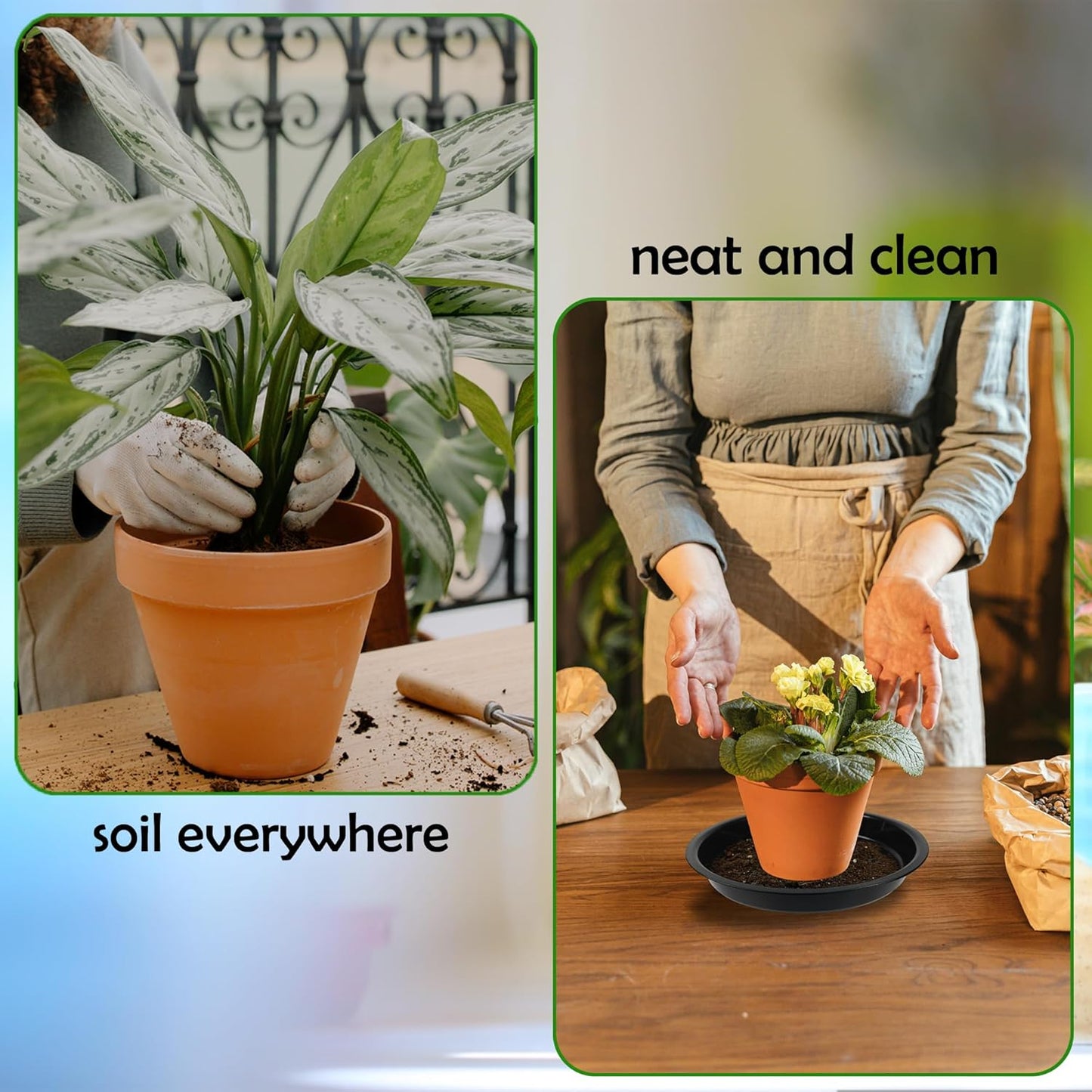 12 Pack 6 Inch Round Plant Saucers for Less 5 Inch Pot Indoors Outdoors Plant Trays for Pots Planter Saucer Plastic Plant Drip Tray Flower Planter Water Tray for Potted Plant (Black, 6"(12pcs))-VerdiqueGarden