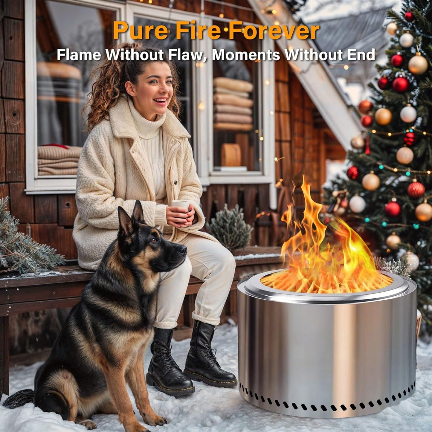 HGD 27.5" Smokeless Fire Pit Outdoor, Stainless Steel Wood Burning Firepit with Secondary Combustion, Backyard Patio Stove for Garden, BBQ & Bonfire-VerdiqueGarden