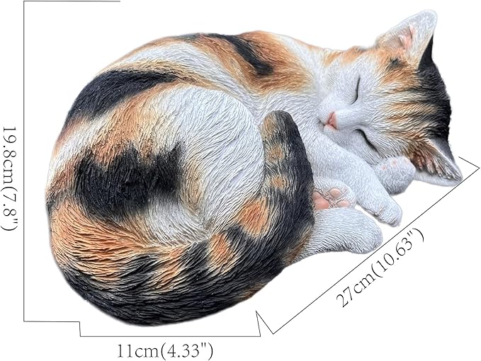 Hi-Line Gift Ltd. Sleeping Calico Cat Garden Statue-VerdiqueGarden