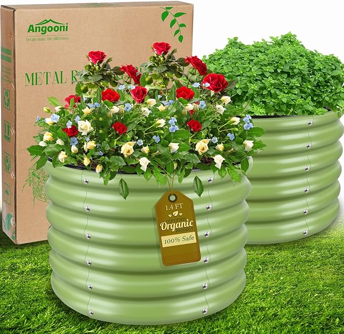 (2 Pack 2x2x1.4ft Galvanized Raised Garden Bed, Deep Metal Garden Bed, Large Raised Garden Beds Outdoor, Raised Beds for Gardening for Vegetables, Flowers, Fruits-VerdiqueGarden