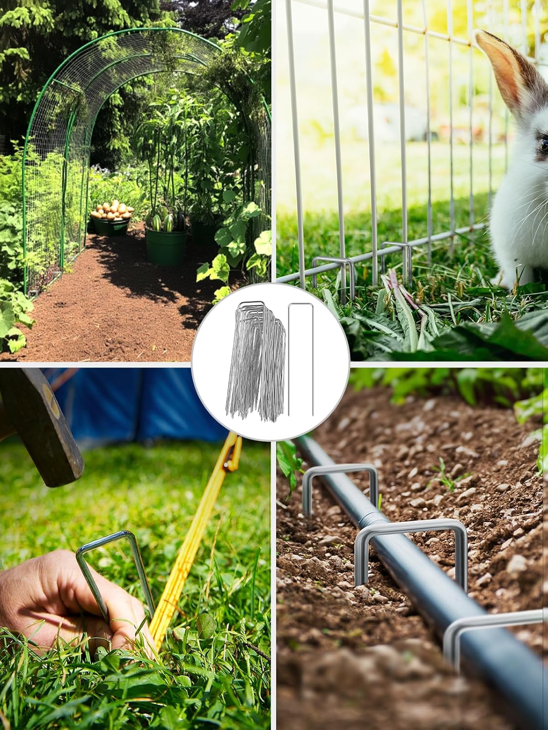 GROWNEER 50 Packs 12 Inches Landscape Staples Heavy Duty 11 Gauge Galvanized Steel Garden Stakes Securing Pegs for Securing Weed Fabric Landscape Fabric Netting Ground Sheets and Fleece-VerdiqueGarden