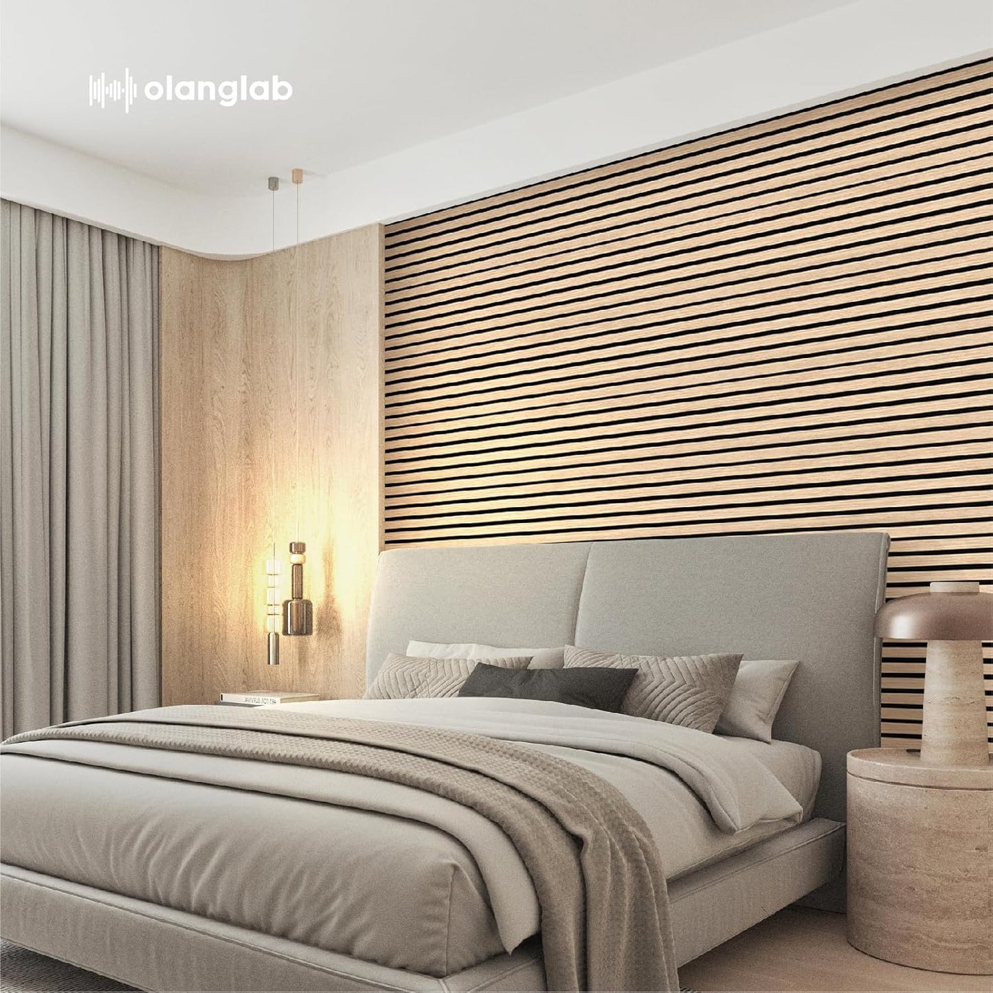 Olanglab Wood Slat Wall Panels, Wooden Acoustic Wall Panels, 94.5"x12.6" Each 3D Wall Panels for Interior Wall Decor, 4 Pack in Total 94.5"x50.4" (Warm Oak)-VerdiqueGarden