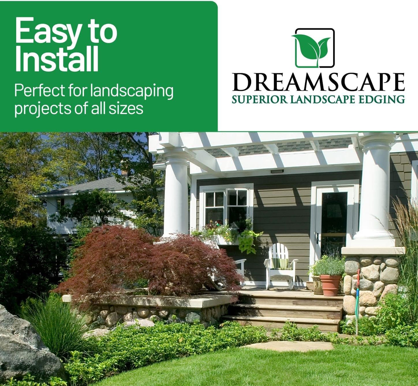 Dreamscape YardEdge Aluminum Landscape Edging - 8 Strips, 6ft Each (48ft Total), Green Duraflex Paint - Professional Quality Landscaping Border, Metal Divider for Lawn, Garden, Flowerbed-VerdiqueGarden