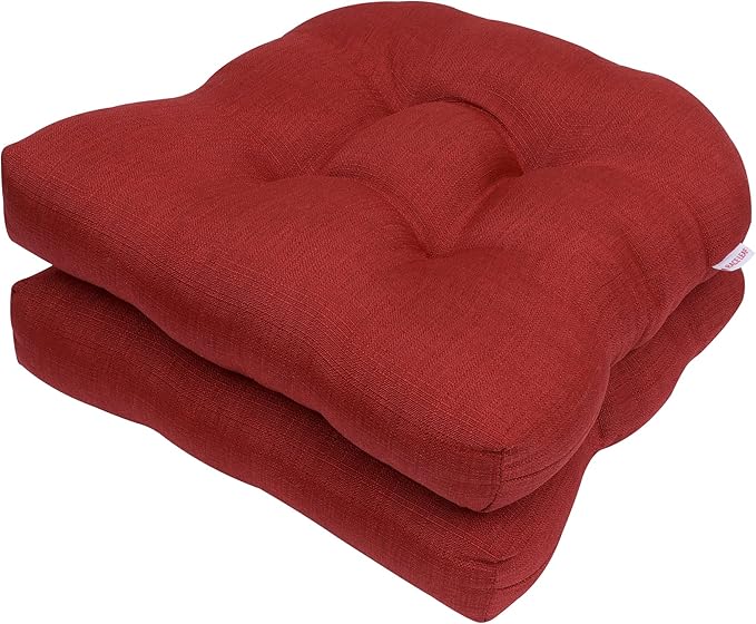 RACE LEAF 17" x 17" Patio Chair Seat Pads Red - Outdoor/Indoor Patio Cushions Set of 2 - Replacement Cushions for Chairs and Seating - Olefin Seat Pads for Porch, Deck, and Garden Seats-VerdiqueGarden