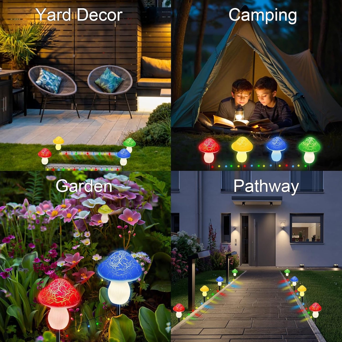 Mushroom Solar Lights Outdoor Decor - 8 Pack 50 LED Crackle Mushroom Lights, 23ft Solar Powered Fairy String Light with 8 Modes, Waterproof for Outside Garden Yard Patio Pathway, Colorful-VerdiqueGarden