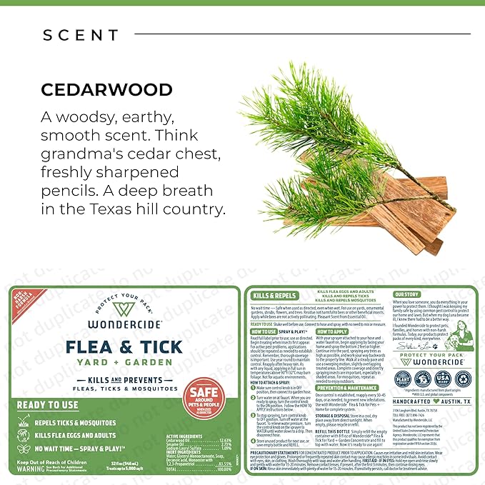 Wondercide - Ready to Use Flea, Tick, and Mosquito Yard Spray with Natural Essential Oils – Mosquito and Insect Killer, Treatment, and Repellent - Plant-Based - Safe Around Pets, Plants, Kids - 32 oz-VerdiqueGarden