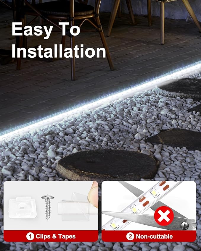 LUHLEE Solar LED Strip Lights, Upgrade Outdoor Rope Lights 8 Lighting Modes,IP65 Waterproof String Lights for Patio Yard Deck Porch Balcony Garden (White, 16.4 ft)-VerdiqueGarden