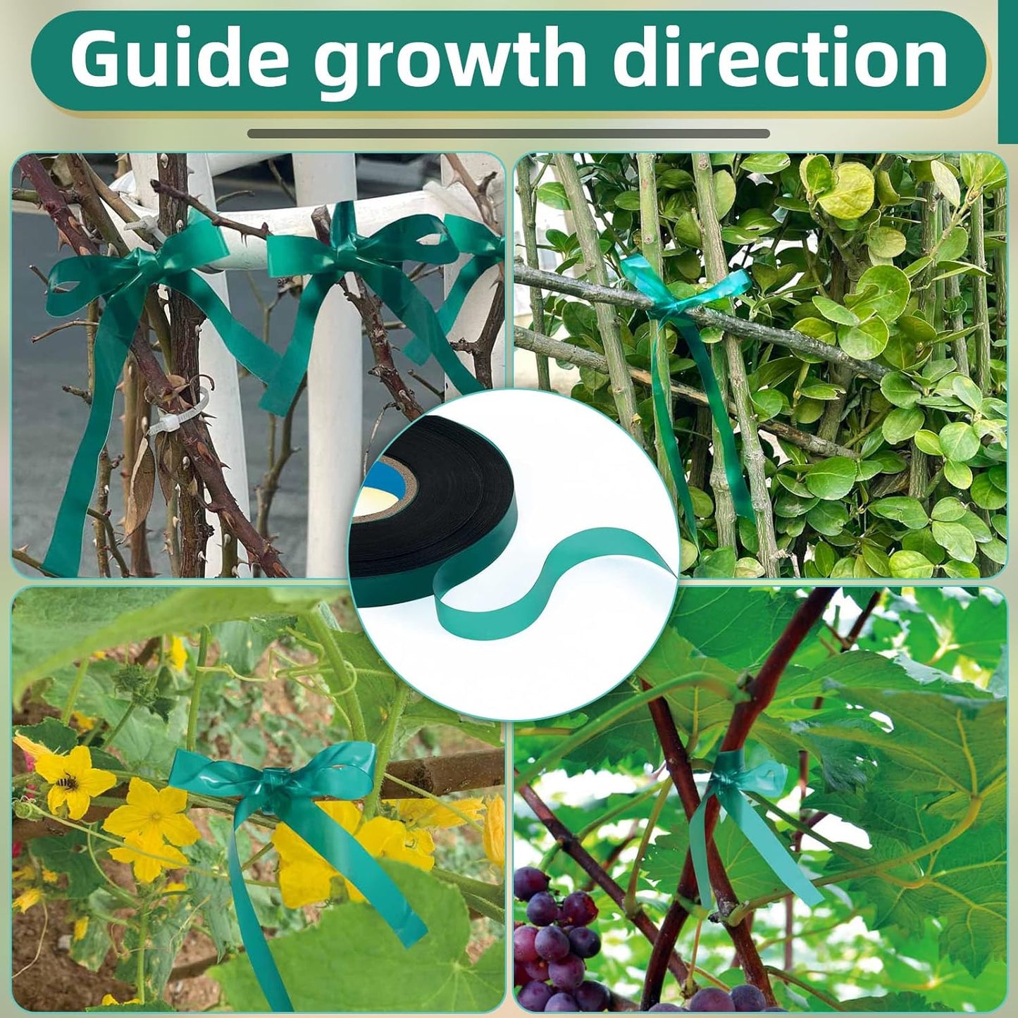 Plant Tape 10 Pack, Garden Tape and Plant Ties for Outdoor Plants, 200FT Length, 1/2 Inch Width, 150um Thickness, for Tomato Grape Vine Grafting, Vegetables Garden Use-VerdiqueGarden