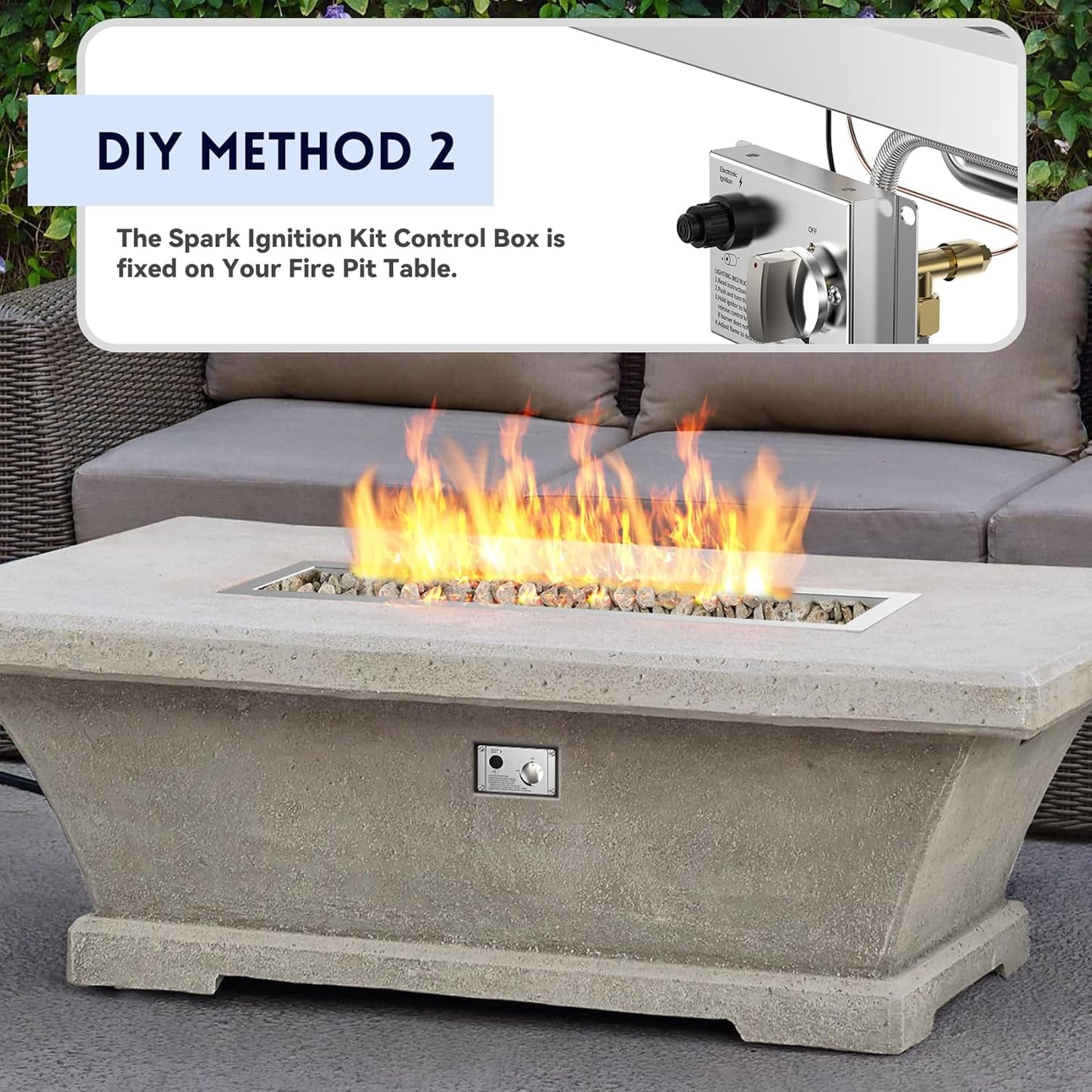 Skyflame 30" Linear Stainless Steel Fire Pit Drop-in Burner Kit with Flame Sensing, Electronic Spark Ignition, CSA Certified, and Propane Regulator Hose Set-VerdiqueGarden