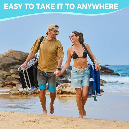 #WEJOY 2 PCS Lounge with Side Table for Outdoor 5-Position Adjustable Recliner Chair for Beach Sunbathing Patio Pool Lawn Lay Flat Portable Camp Reclining Chair with Shoulder Strap Side Pocket-VerdiqueGarden