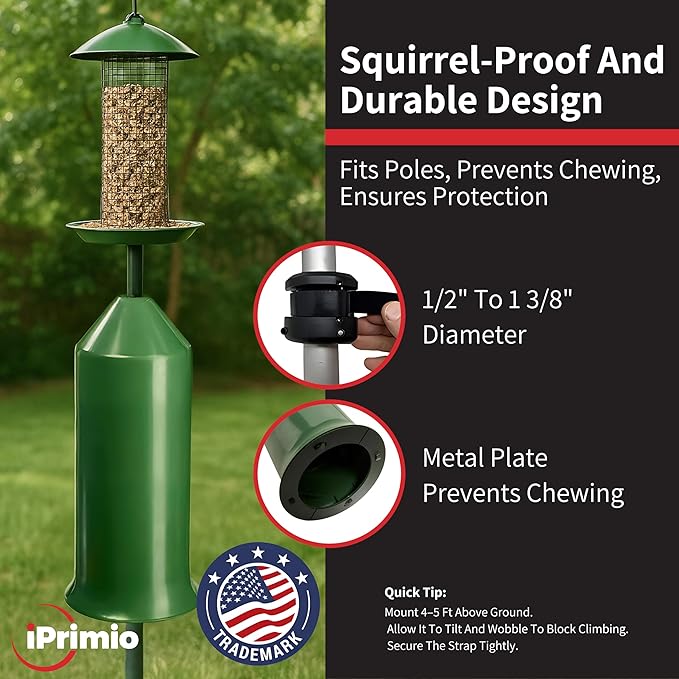 iPrimio 18" Squirrel Baffle – Easy Install Wrap Around Design: Durable Weather-Resistant Bird Feeder Baffle for Poles, Protects Hanging Feeders, No-Tool Setup, 2 Pack-VerdiqueGarden