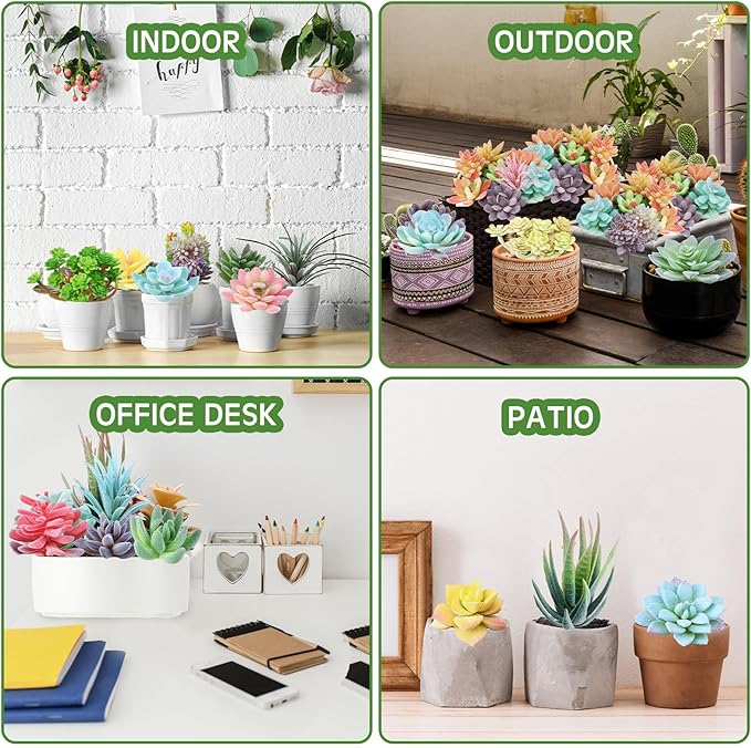 Tigeen 120 Pcs Artificial Plastic Succulents Realistic Textured Assorted Decorative Fake Faux Succulents Unpotted for Lotus Landscape Garden Arrangement-VerdiqueGarden