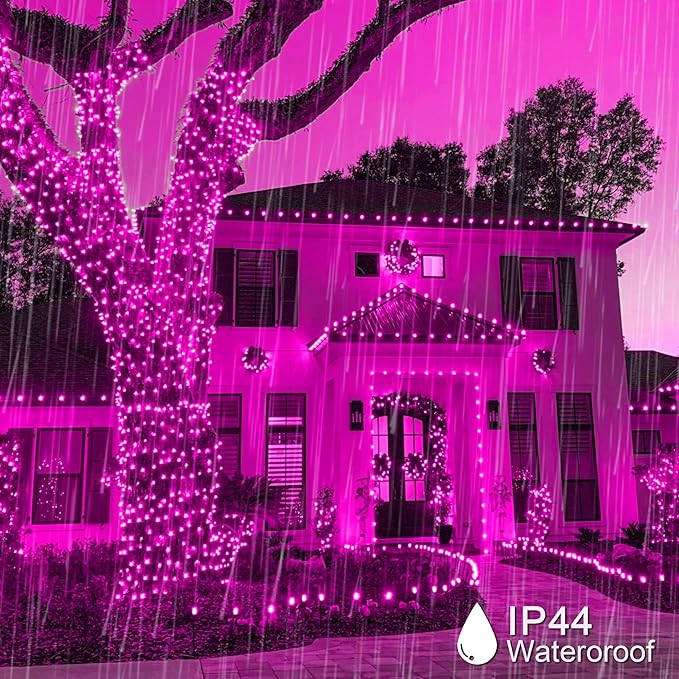 weillsnow Pink Halloween Lights Outdoor, 164 FT 500 LED String Lights Plug in, 8 Modes Waterproof Fairy Lights for Valentines Day, Halloween, Party, Wedding, Bedroom, Garden Decorations-VerdiqueGarden