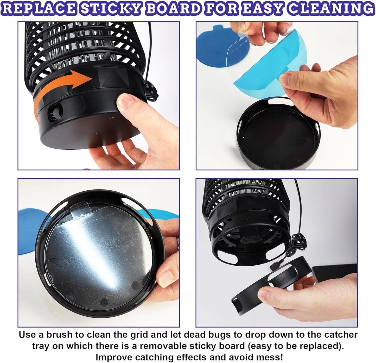 Electric Bug Zapper, 2500V Plug-in Mosquito Trap with Replaceable Sticky Pads & Lamp Tube, 365nm Lighted Hanging Insects Killer Attracting Moths, Gnats, Flies IPX4 for Indoor Outdoor Use-VerdiqueGarden