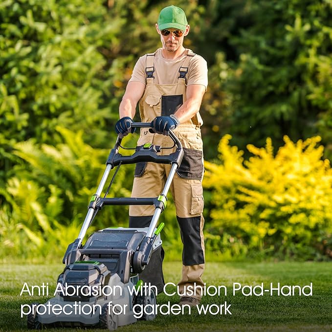 COOLJOB Thorn Proof Garden Gloves with Touchscreen Fingers for Men, Rose Pruning Work Gloves with Palm Cushion for Gardener, Farmer and Landscaper (Navy 1 Pair Large)-VerdiqueGarden