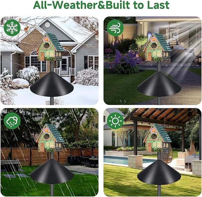 Smart Bird Feeder Pole with Squirrel Baffle & Bath-Heavy Duty Adjustable 3-6.6ft Universal Stand Mount for Backyard&Outdoor Bird Houses/Cameras (80'Pole-Baffle)-VerdiqueGarden