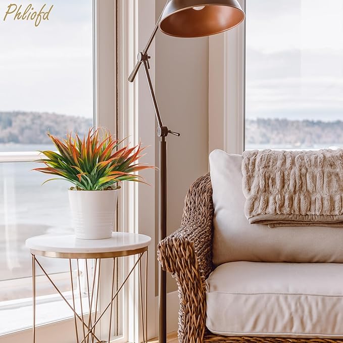 32Pcs Artificial Grass Fake Plants 17.3in Outdoor Plastic Plants UV Resistant Greenery Fake Grass for Home Window Garden Office Patio Hanging Planter Pathway Front Porch Décor Red-VerdiqueGarden