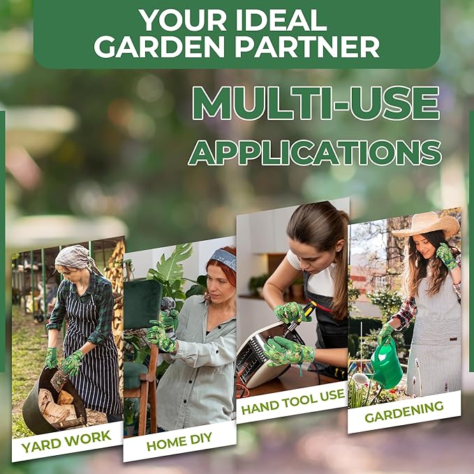 HLDD HANDLANDY Work Gloves for Women and Ladies, Leather Gardening Gloves Flexible Mechanic Working Gloves-VerdiqueGarden