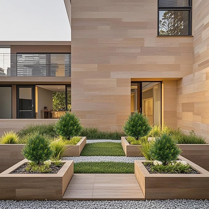 Artificial Topiary Ball Tree 19''T Faux Little Bush Ball Tree UV Resistant Shrub Potted Artificial Plant for Outdoor Indoor Front Porch Garden-VerdiqueGarden