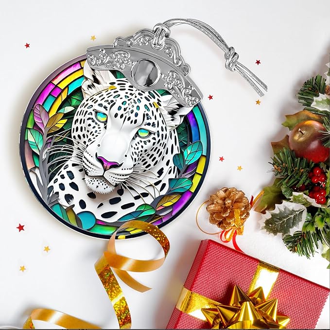 Stained Glass Suncatcher, Jocidea Leopard Ornament, Christmas Ornaments, Holidays Ornaments, Christmas Tree Decor, Leopard Decor for Home, Leopard Gifts-VerdiqueGarden