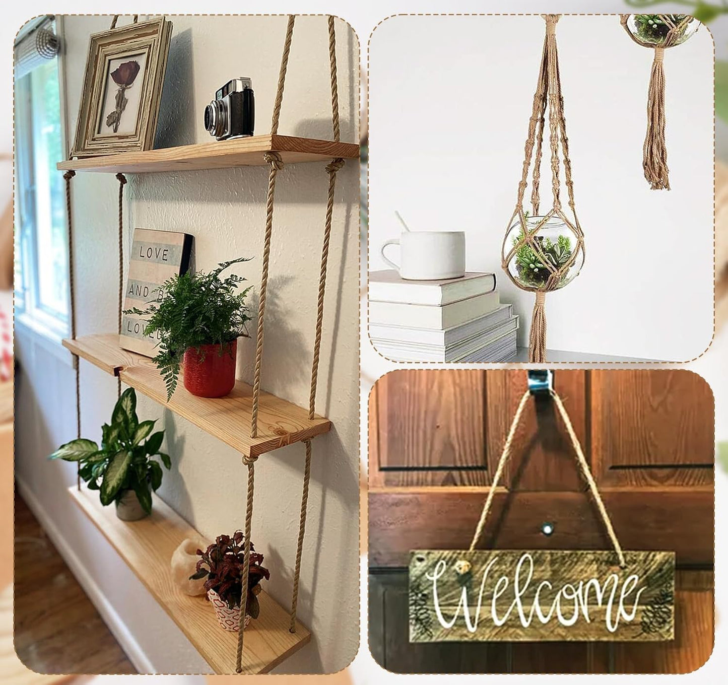 5mm Jute Twine,197 Feet/60M Twisted Jute Rope, Garden Twine, Heavy Duty and Thick Twine Rope, Garden, Arts & Crafts, Home Decor, Packaging Braided-VerdiqueGarden