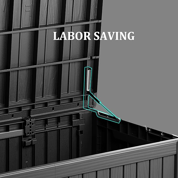 200 Gallon Outdoor Storage Box - Waterproof Patio Deck Box for Outside Deliveries, All-Weather Resin Bin with Lock for Cushions & Tools, UV-Resistant, Matte Black-VerdiqueGarden