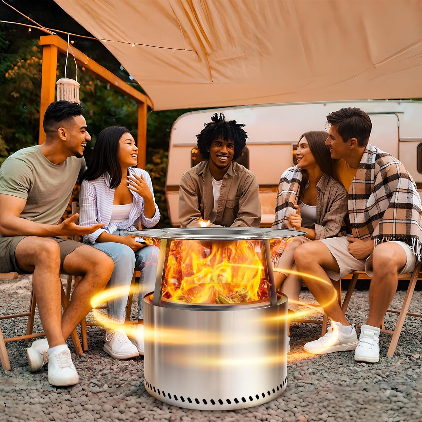 HGD Firepit Heat Deflector for 19.5" Solo Stove Bonfire - Portable 304 Stainless Steel Heat Diffuser Captures & Redirects Warmth, Detachable Firepit Camping Accessory-VerdiqueGarden