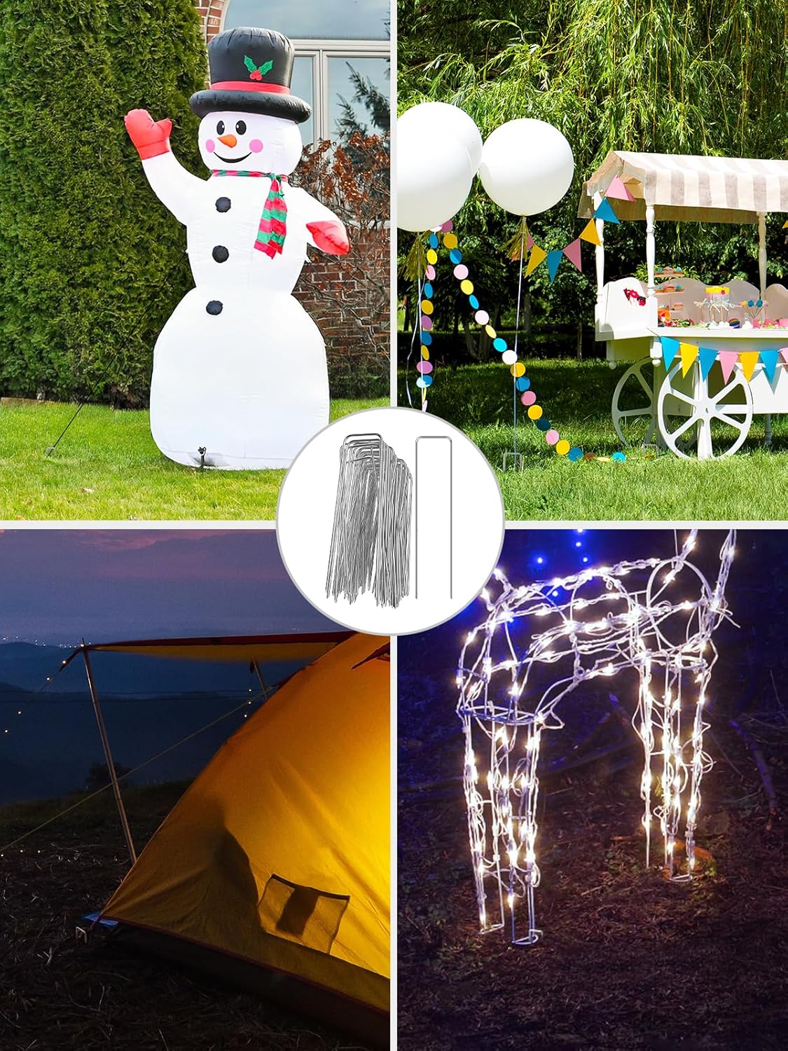 GROWNEER 4 Inch 50 Pack Landscape Staples Heavy Duty 11 Gauge Galvanized Steel Garden Stakes Staples Securing Pegs for Securing Weed Fabric Landscape Fabric Netting Ground Sheets and Fleece-VerdiqueGarden