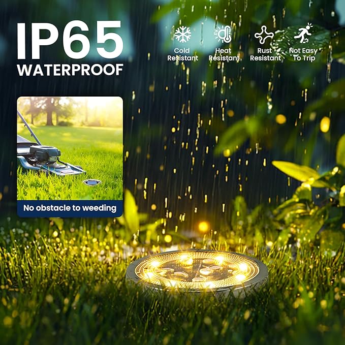 SOLPEX 10 Pack Solar Ground Lights Outdoor Waterproof, Solar Powered Pathway Lights, Landscape Lighting for Garden Walkway Driveway Backyard Decor (Warm White)-VerdiqueGarden