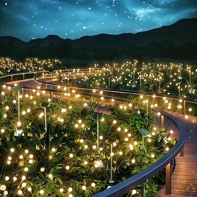 HIGH Power Solar Garden Lights Outdoor, 2 Pack 18 LED Solar Firefly Lights Fairy Swaying by Wind for Outside, IP67 Waterproof, for Patio Garden Yard Walkway Sidewalk, Green-VerdiqueGarden