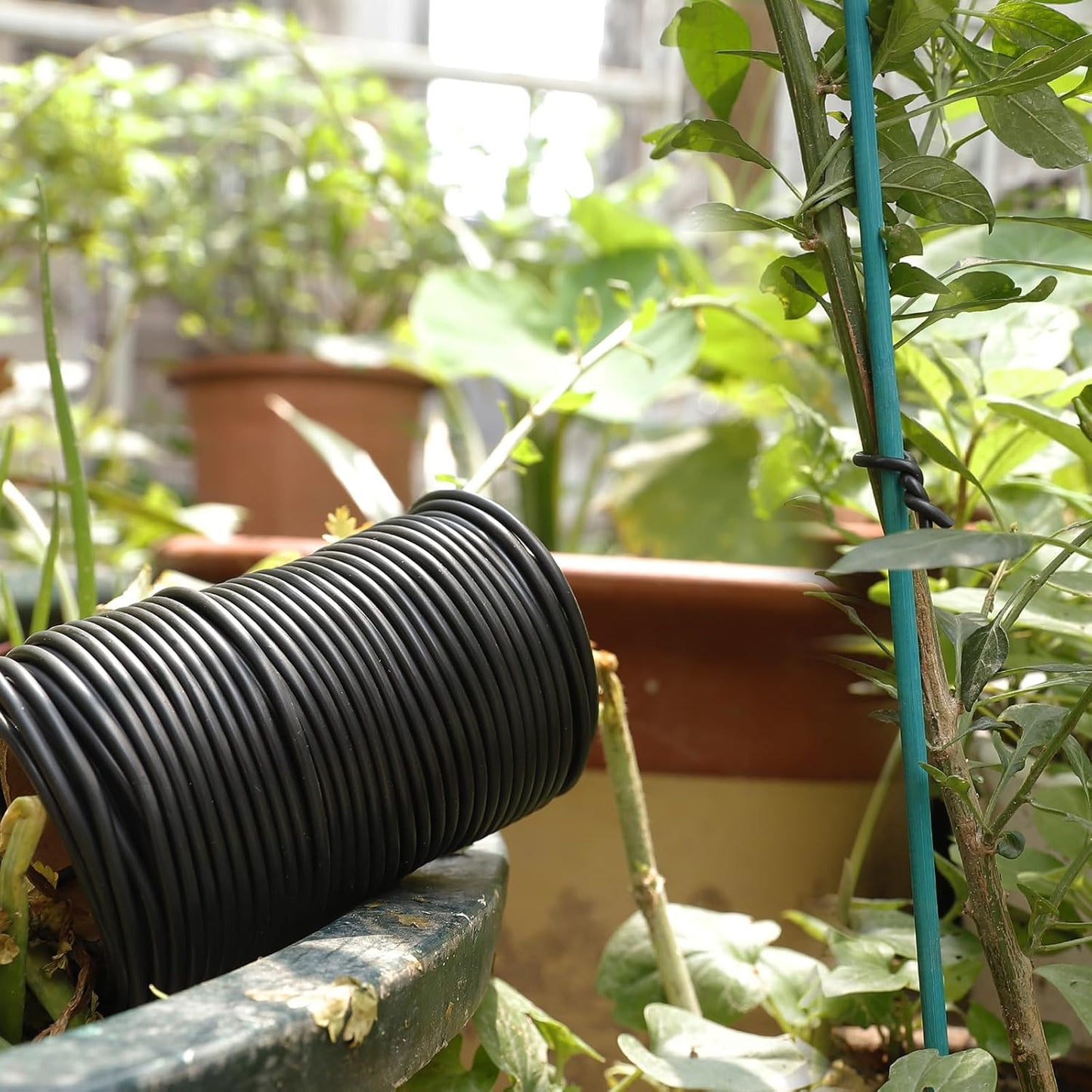 101 Feet Soft Plant Ties Black Plant Twist Ties, Plant ties for Support. for Plants Gardening Office Home, TPR Flexible Garden Ties Supplies with 3mm Diameter-VerdiqueGarden