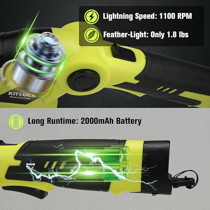 KITLUCK 8V Cordless 2-in-1 Grass Shear & Hedge Trimmer,Handheld Electric Grass Trimmer Hedge Shears/Grass Cutter Rechargeable,2000mAh Battery for Yard, Garden, Lawn Care-VerdiqueGarden